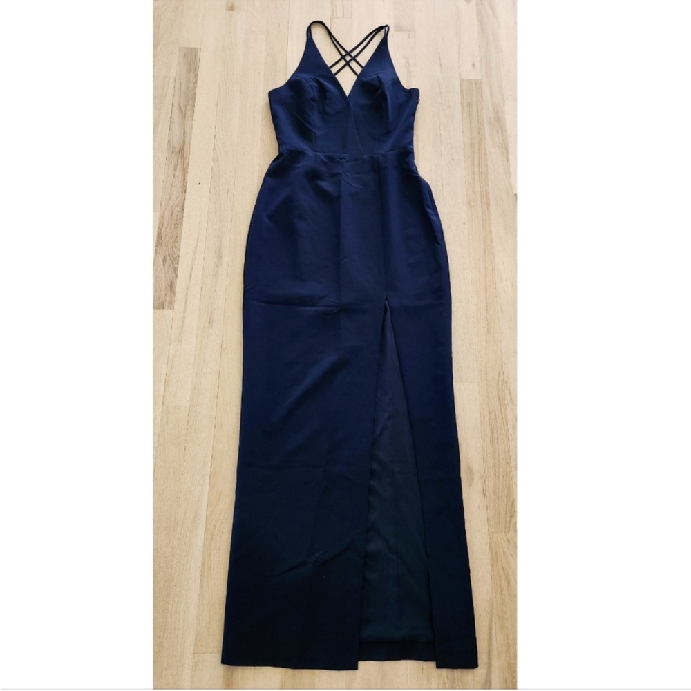 NWT Wayf Navy Blue Scrappy Hayden Dress Size Small Maxi Slit‎ - Picture 4 of 10
